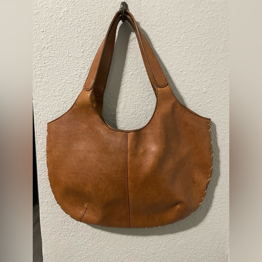 Faux Leather Hobo Handbag
